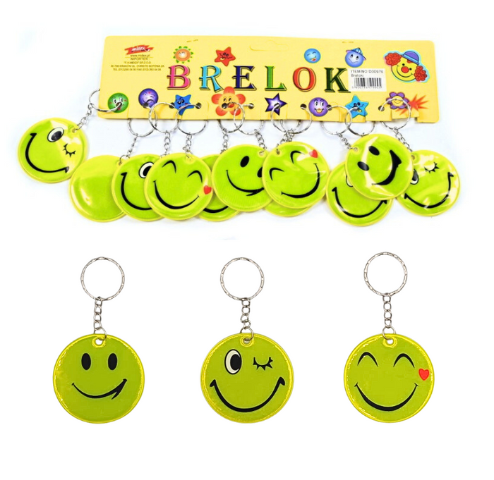 Brelok odblaskowy okrągły buźka żółta