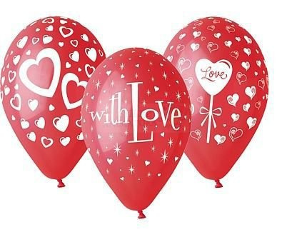 Balony serca nadruk 12'' 25 szt