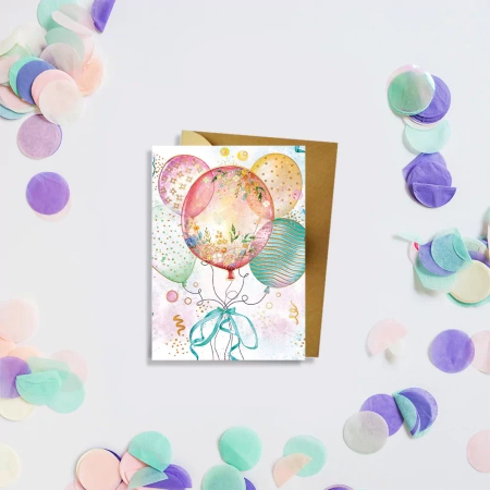 Mini kartka karnet na życzenia Baloniki 1 szt.