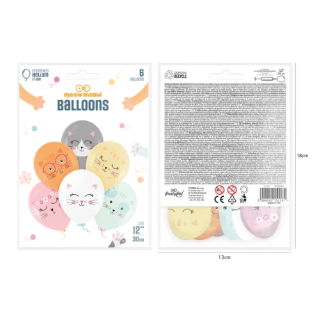 Balony gumowe Kotki 12 cali 6 szt.