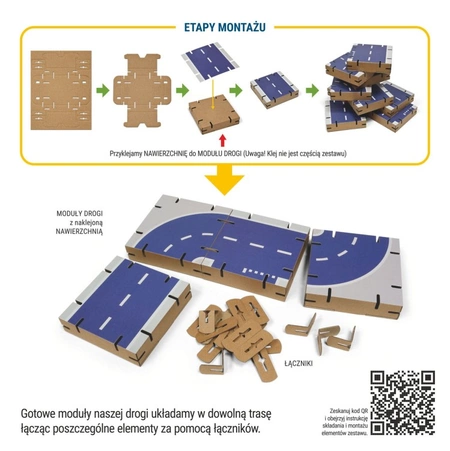 Klocki konstrukcyjne tekturowe do samodzielnego złożenia DROGA Cardblocks