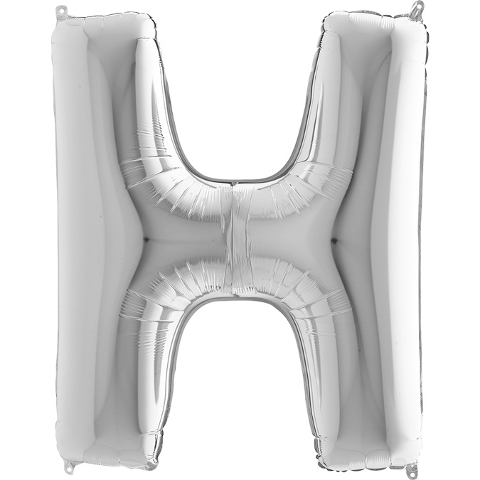 Balon foliowy litera H alfabet srebrna 40 cali