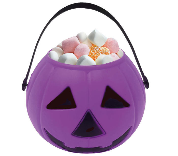 Koszyk na słodycze wiaderko DYNIA okrągłe fioletowe Halloween