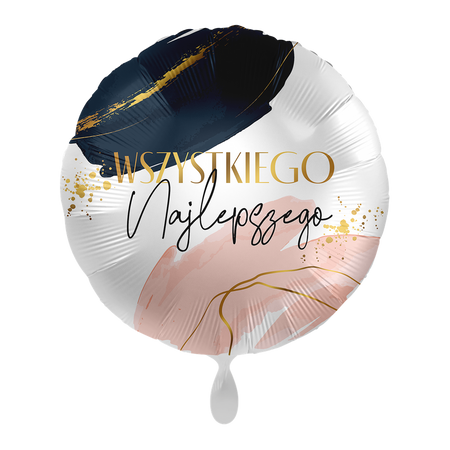 Wszystkiego Najlepszego glamour balon foliowy okrągły 18 cali