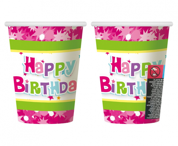 Kubeczki papierowe Happy Bithday 6 szt