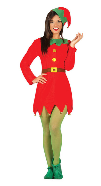 Strój damski ELF czerwony sukienka i czapka