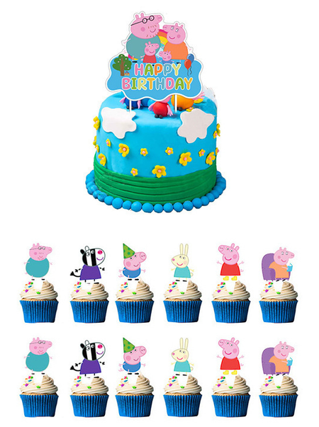 Dekoracje do muffinek pikery DIY Świnka Peppa 13 szt.