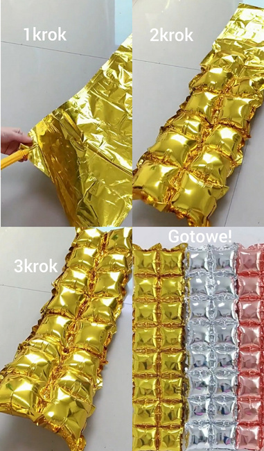 Panel Ścianka balonowa ZŁOTY RÓŻ 4 szt. 37 x 140 cm