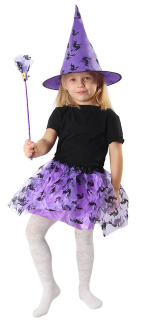 Zestaw dla dziewczynki Czarownica halloween Fioletowy - OUTLET - brak różdżki