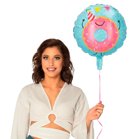 Balon foliowy niebieski pączek donut 45 cm