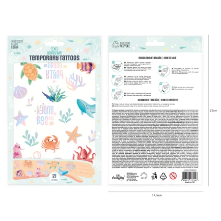 Tatuaże zmywalne wodne dla dzieci Ocean 21 szt.