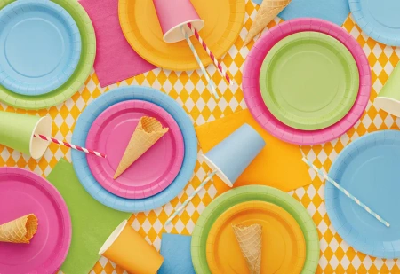 Kubeczki papierowe jednokolorowe pomarańczowe 250ml 6 szt. PartyDeco