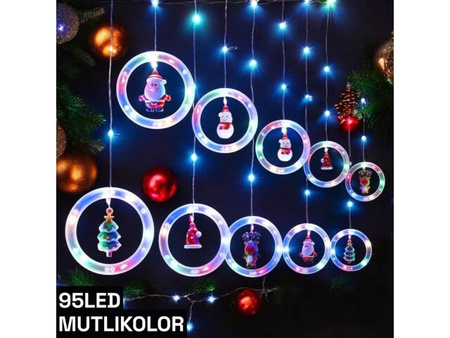 Girlanda lampki Świąteczne kurtyna 95 led multikolor 3 m