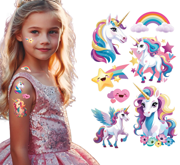 Tatuaże zmywalne wodne jednorożce