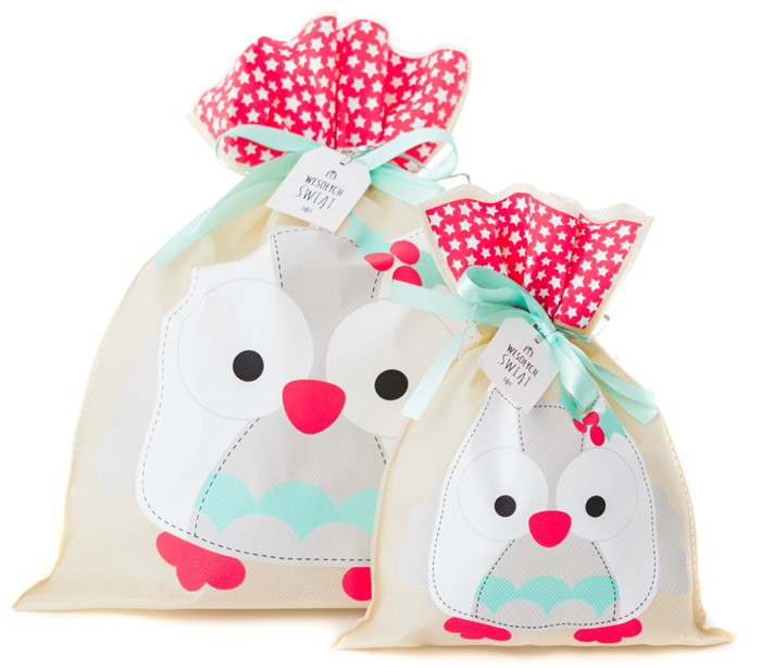 Torebka prezentowa świąteczna wiązana 30 x 45 cm Sowa