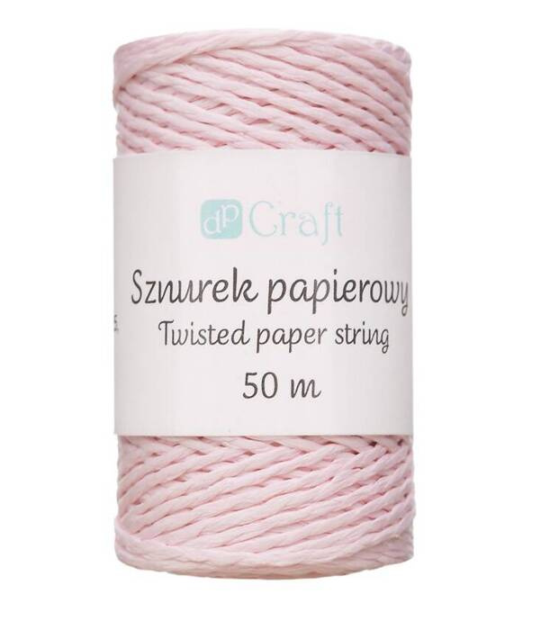 Sznurek papierowy skręcany RÓŻOWY 50 M