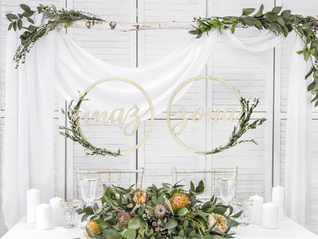 Zawieszki ślubne okrągłe drewniane Żona Mąż