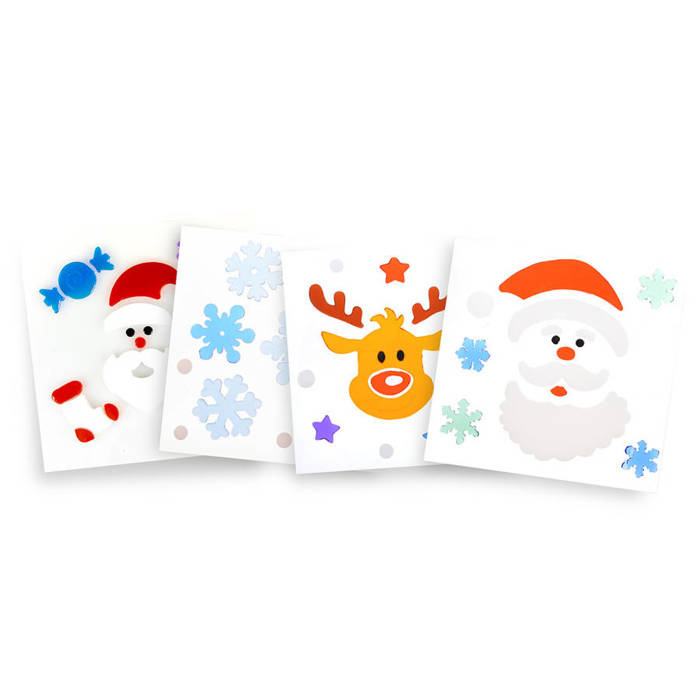 Świąteczne Naklejki na szybę samoprzylepne żelowe MIX 20 cm