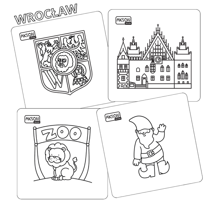 Karty do zabaw WROCŁAW zestaw 15 szt. do kolorowania