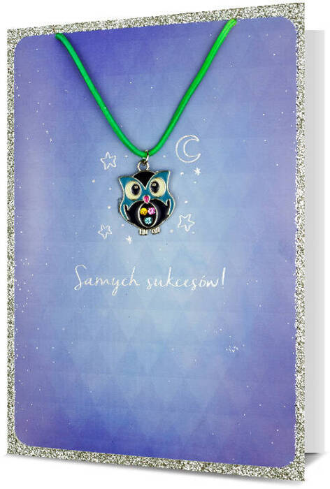 Kartka okolicznościowa uniwersalna "Samych sukcesów!" zawieszka sowa