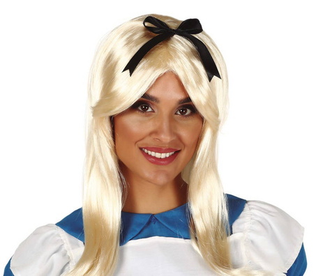 Peruka długa blond z Kokardą (Alicja w Krainie Czarów)