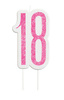 Świeczka urodzinowa na tort liczba "18" różowa