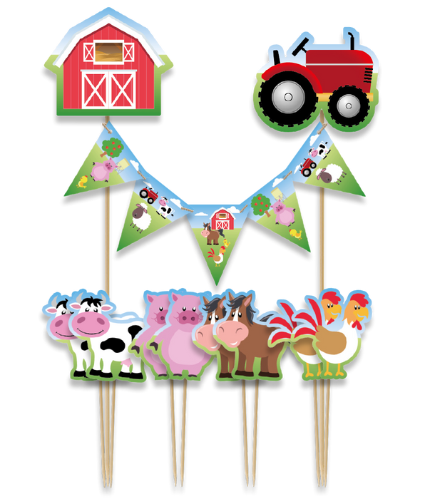 Toppery dekoracyjne, pikery na imprezę Farma 9 szt.