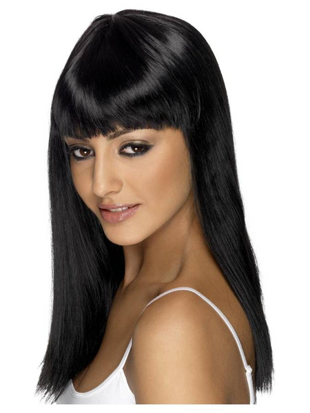 Peruka czarna z grzywką Glamourama Smiffys