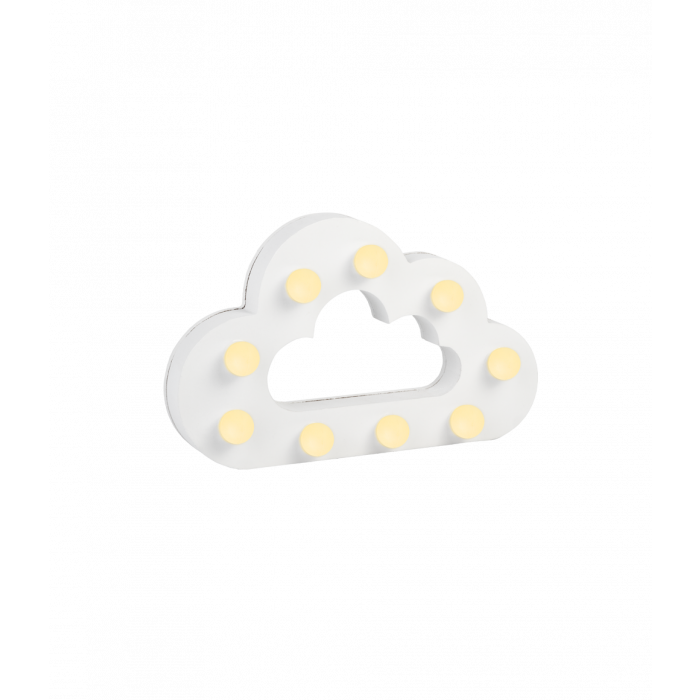 Świecąca Chmurka LED Light Letter, drewniana biała 17x12 cm