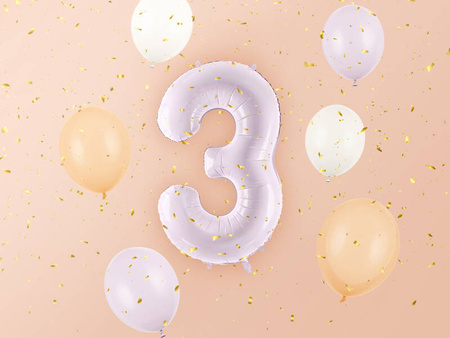 Balon foliowy CYFRA 3 pastelowy fioletowy 72 cm