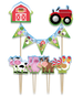 Toppery dekoracyjne, pikery na imprezę Farma 9 szt.