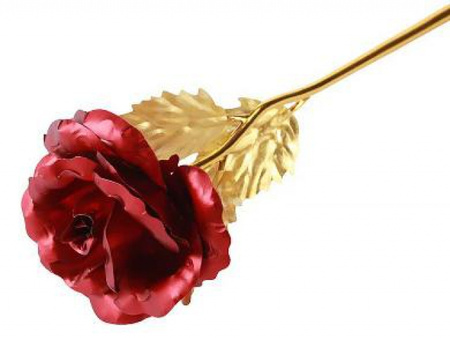 Wieczna róża z napisem LOVE czerwono złota