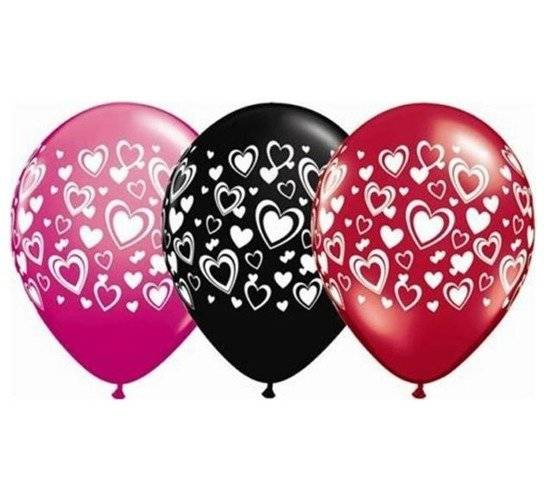 Balon okrągły 11 cali z PODWÓJNYMI BIAŁYMI SERCAMI1 szt