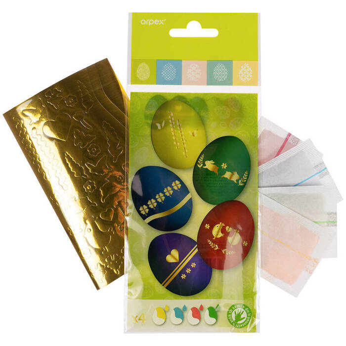 Barwniki do jajek wielkanocnych 5 kolorów ze złotymi naklejkami