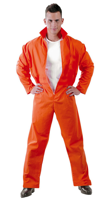 Strój Skazaniec Więzień kombinezon pomarańczowy dla dorosłych