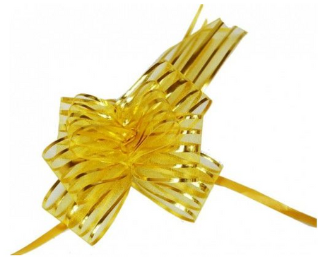 Kokarda ściągana do pakowania prezentów złota lub srebrna 1 szt.