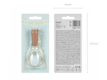 Lampki LED z korkiem do butelki 197 cm ciepły biały