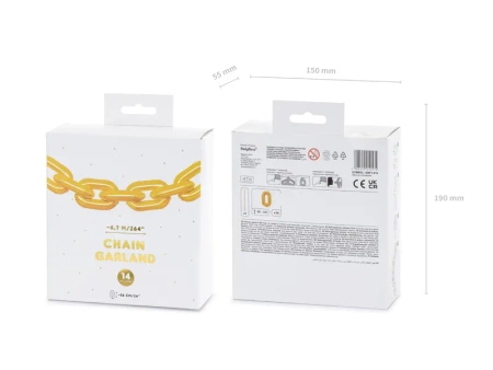 Girlanda balonowa Łańcuch XL złoty, 6,7 m