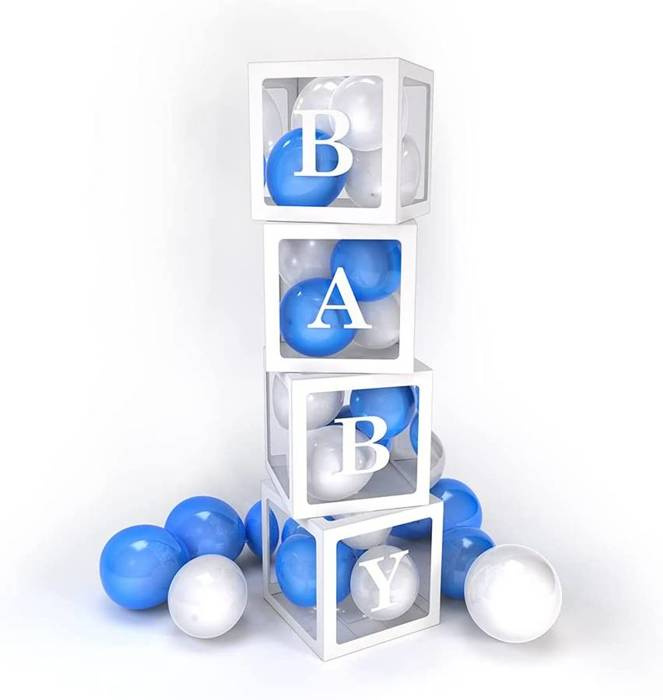 Zestaw pudełek 30 cm na balony BOX DEKORACYJNY litery BABY 4 szt.