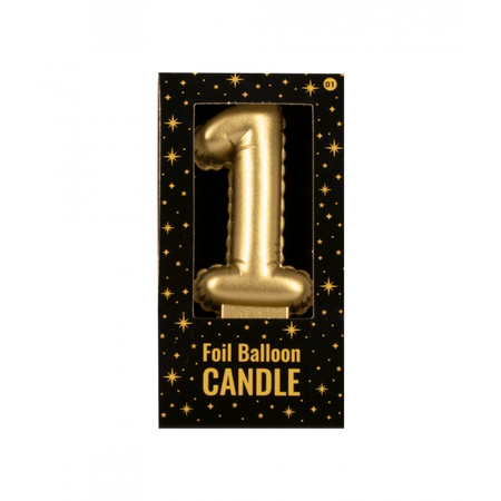Świeczka urodzinowa cyfra 1 jak balon foliowy złota