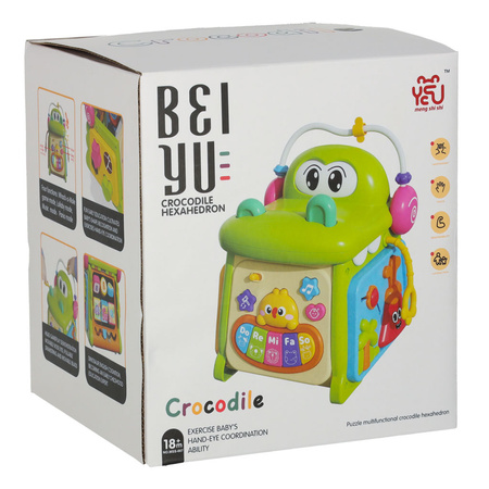 Kostka edukacyjna sorter z pianinkiem krokodyl 4w1