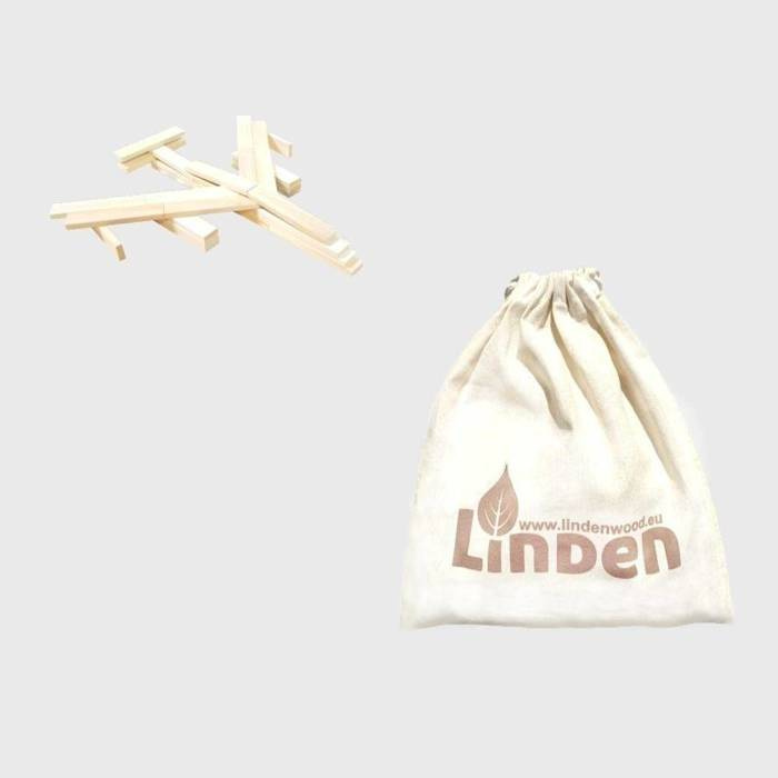 Klocki drewniane Linden, zestaw 50 szt. w eko-worku