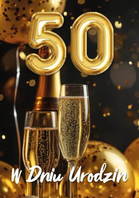 Kartka urodzinowa 50- ste urodziny trójwymiarowa 3D 1 szt.