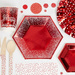 Talerzyki papierowe Czerwony w białe kropki sześciokąt rozm. M 8 szt