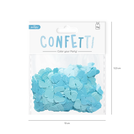 Konfetti foliowe 15g niebieskie lub różowe stópki Baby Shower