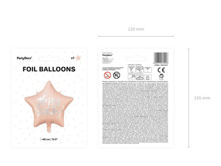 Gwiazdka Happy Birthday balon foliowy 40 cm różne kolory