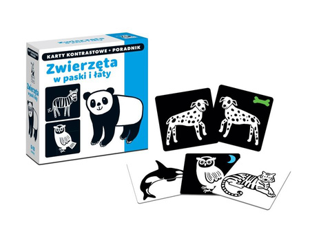 KARTY KONTRASTOWE ZWIERZĘTA W PASKI I ŁATY GRA EDUKACYJNA KAPITAN NAUKA
