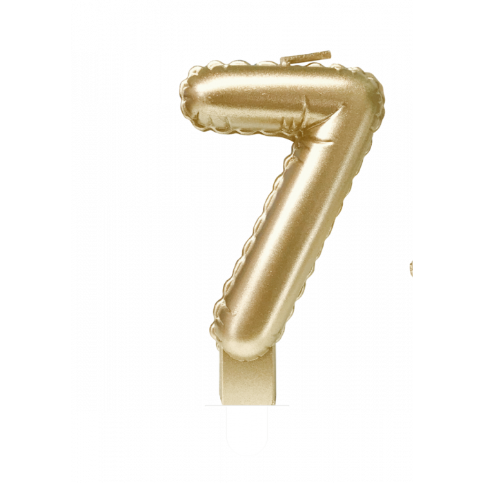 Świeczka urodzinowa cyfra 7 jak balon foliowy złota