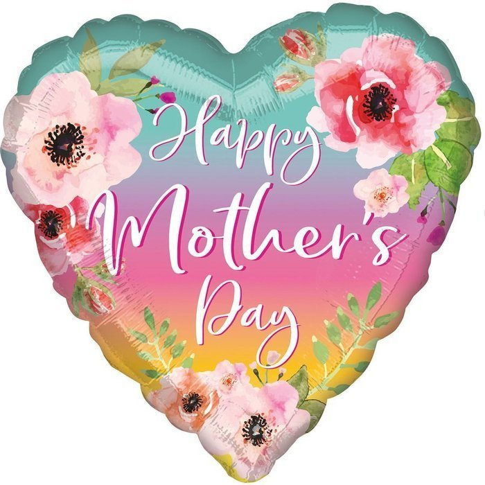 Happy Mother's Day Balon foliowy Serce w kwiaty (Dzień matki) 45 cm