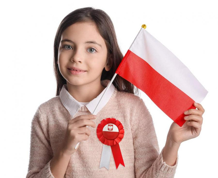 Kotylion kibica przypinka biało-czerwoni POLSKA